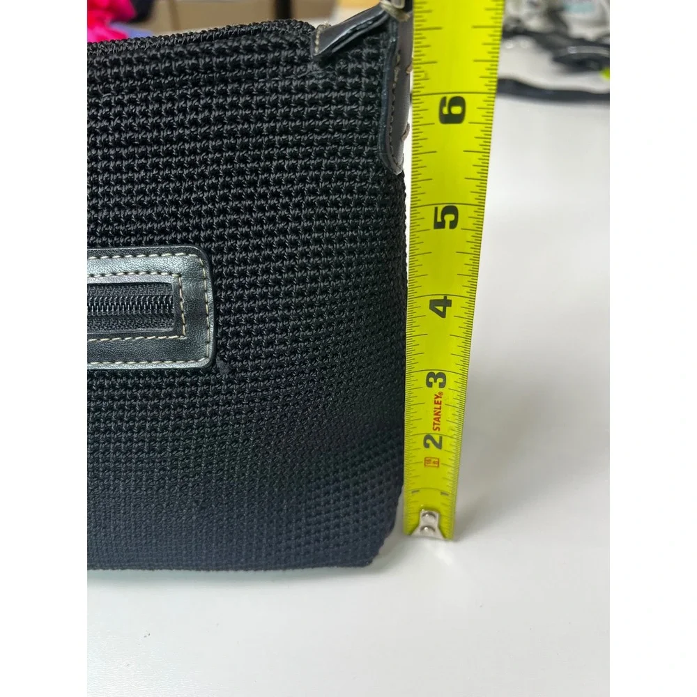 The Sak Black Crochet Shoulder Bag‎ Purse with Leather Trim
